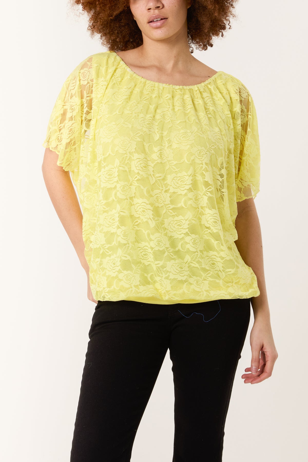 Angel Sleeve Waistband Lace Top