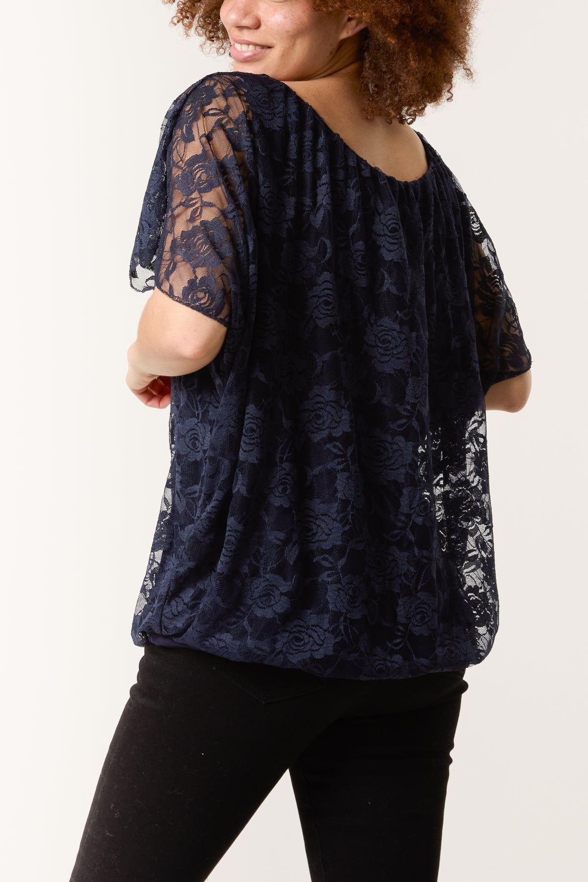 Angel Sleeve Waistband Lace Top