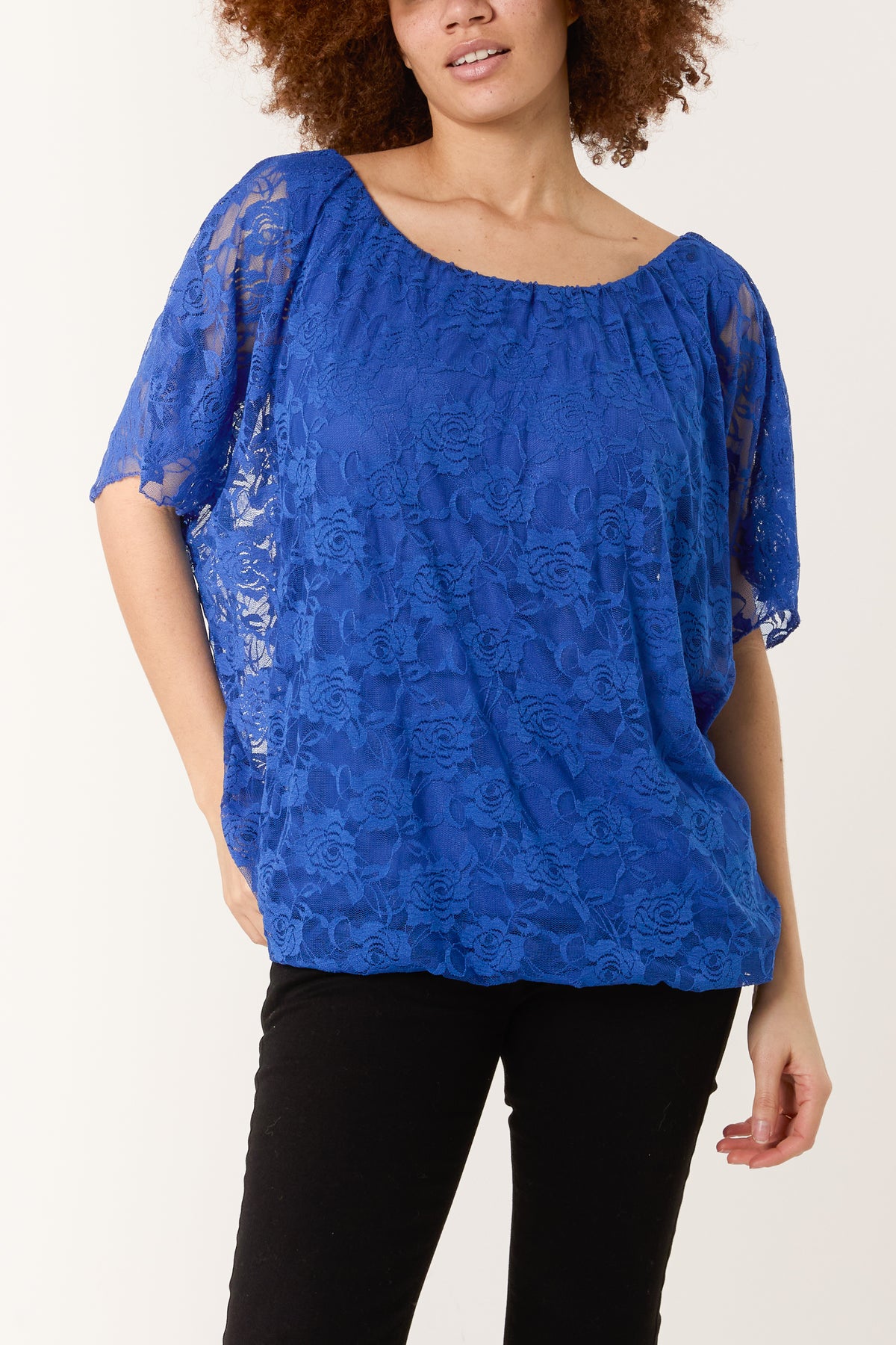 Angel Sleeve Waistband Lace Top