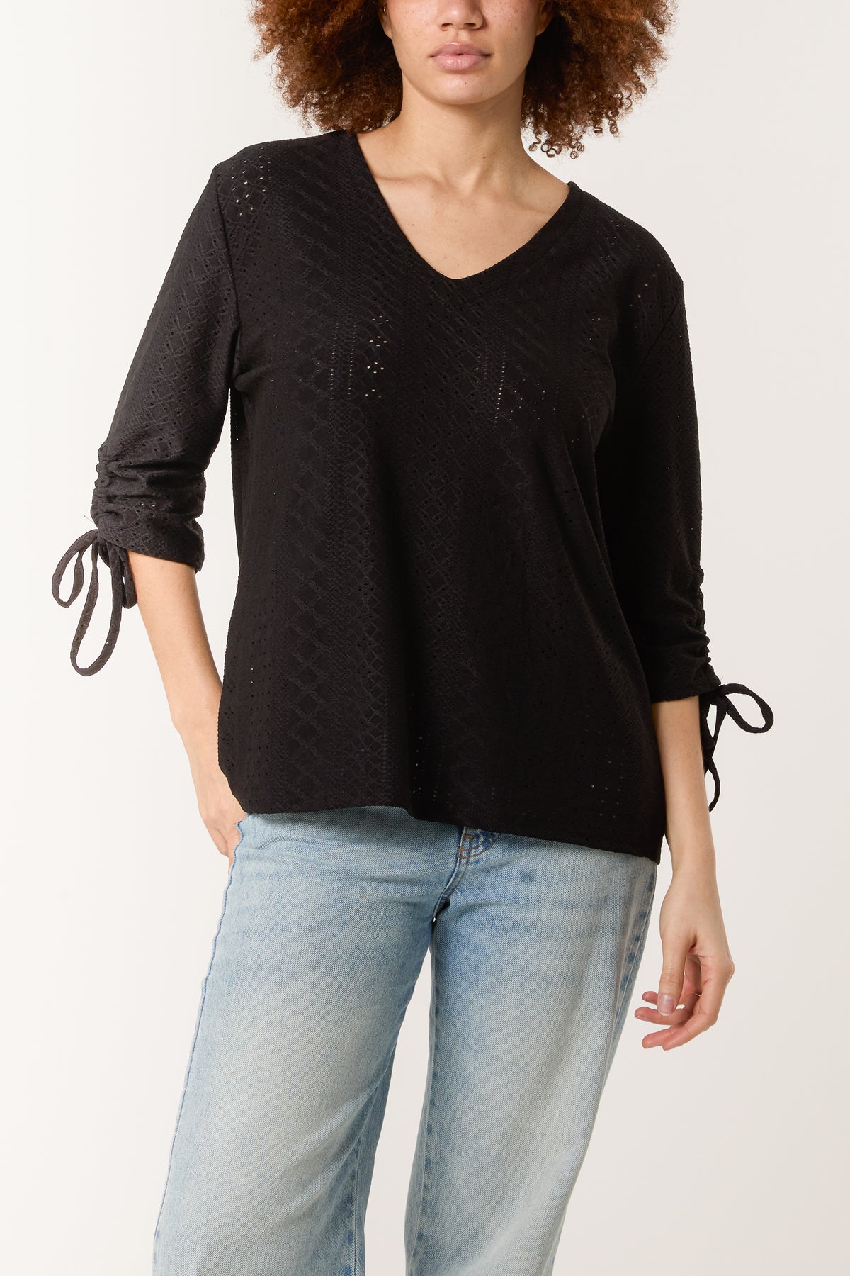 Broderie Anglaise Tie Sleeve Top