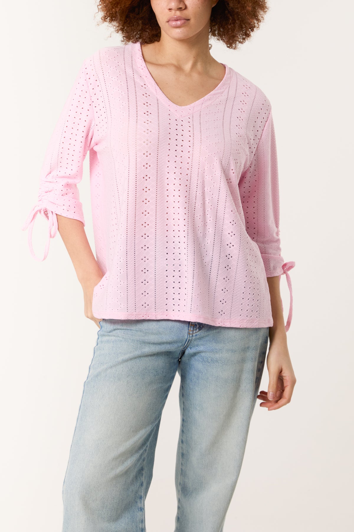 Broderie Anglaise Tie Sleeve Top