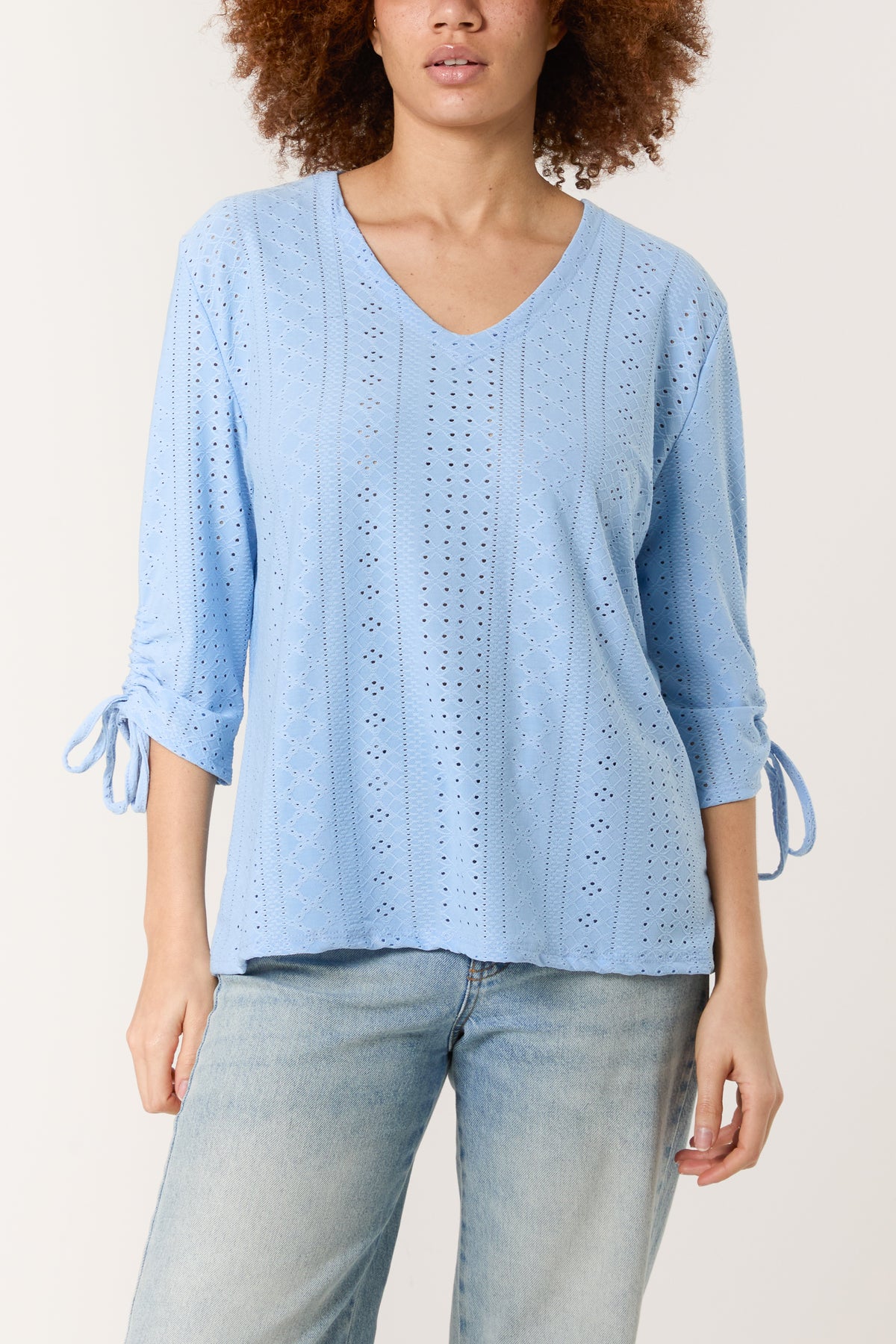 Broderie Anglaise Tie Sleeve Top