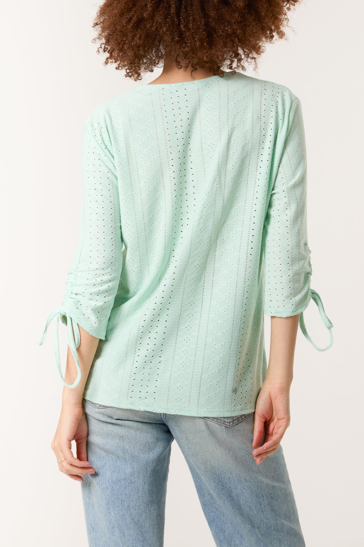 Broderie Anglaise Tie Sleeve Top