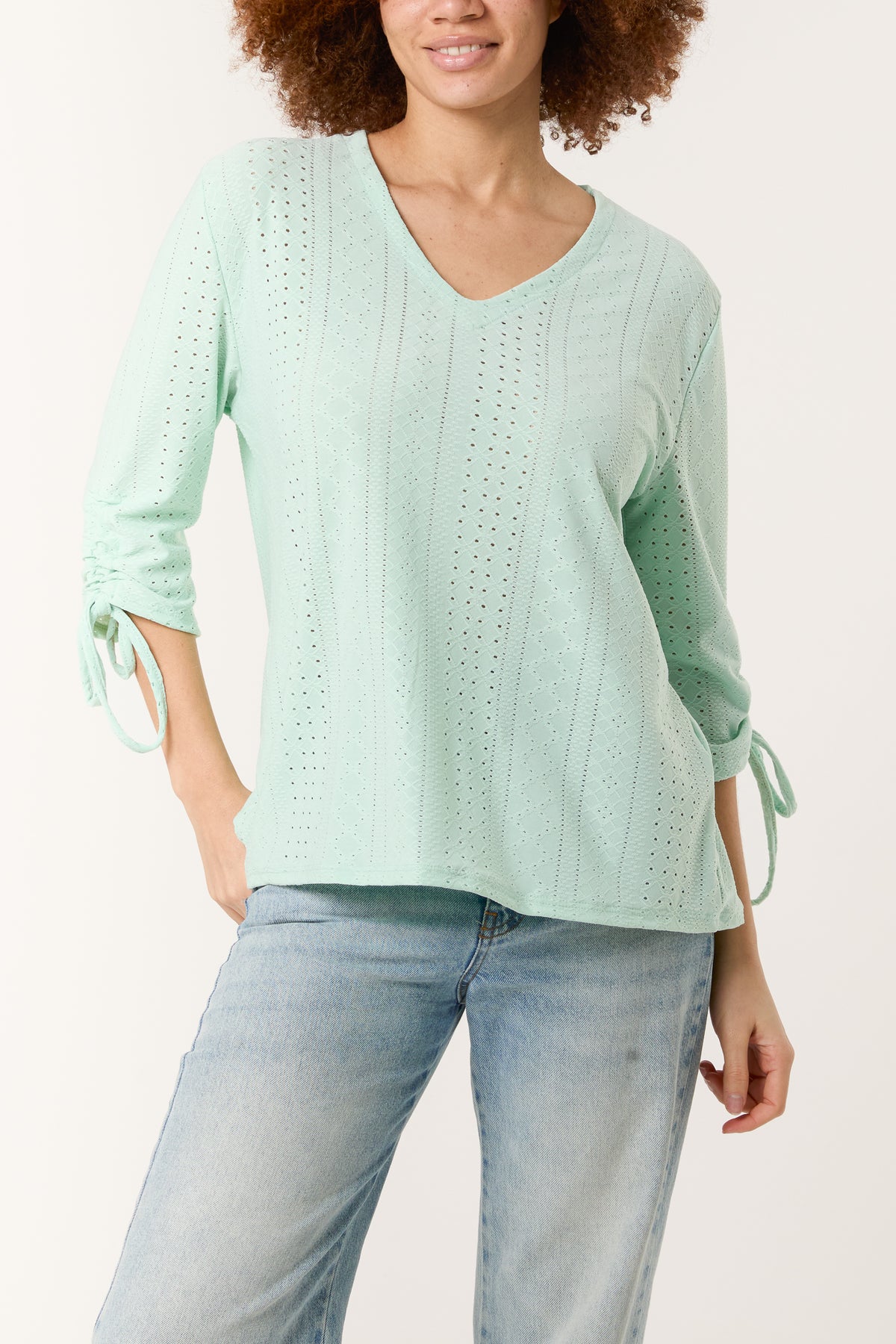 Broderie Anglaise Tie Sleeve Top