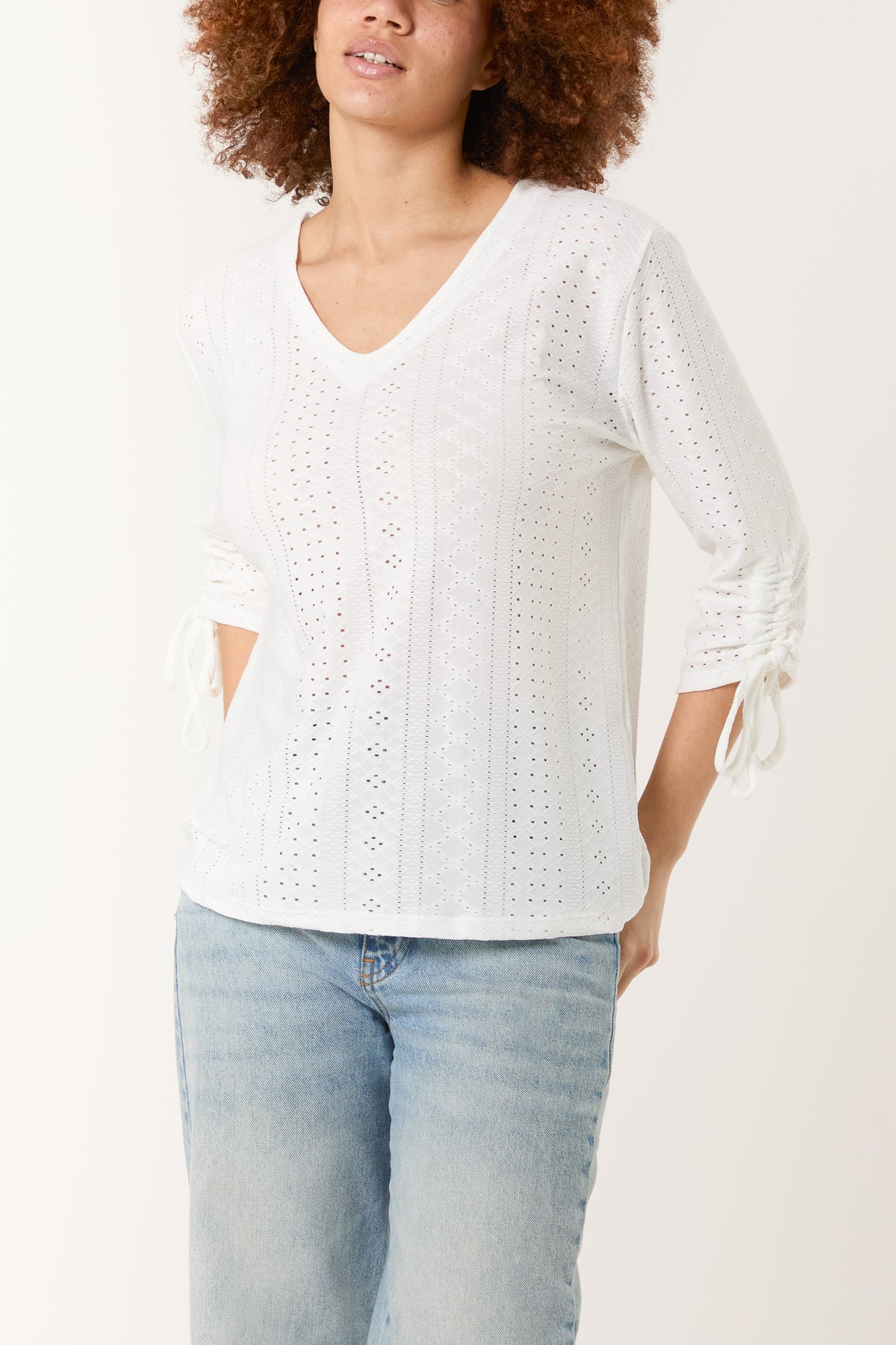 Broderie Anglaise Tie Sleeve Top