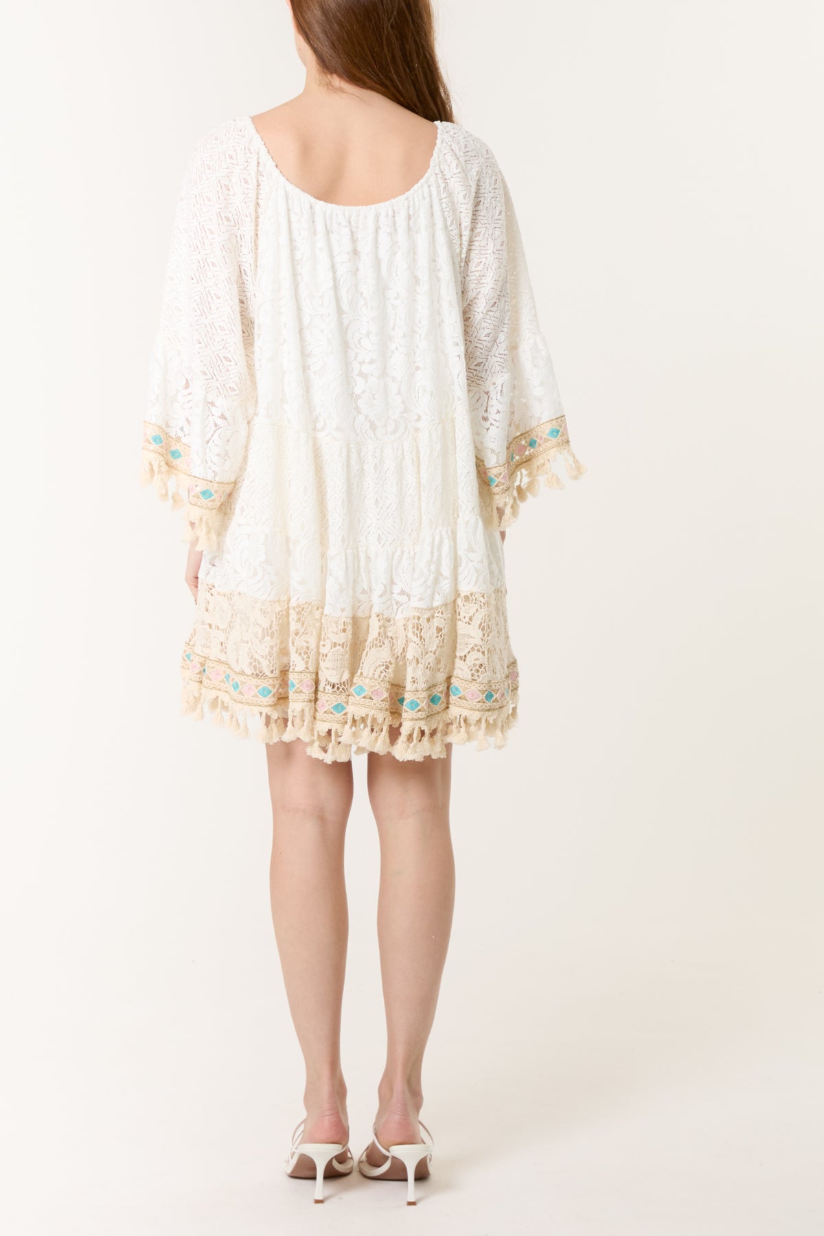 Colourful Tassel & Embroidery Lace Mini Dress