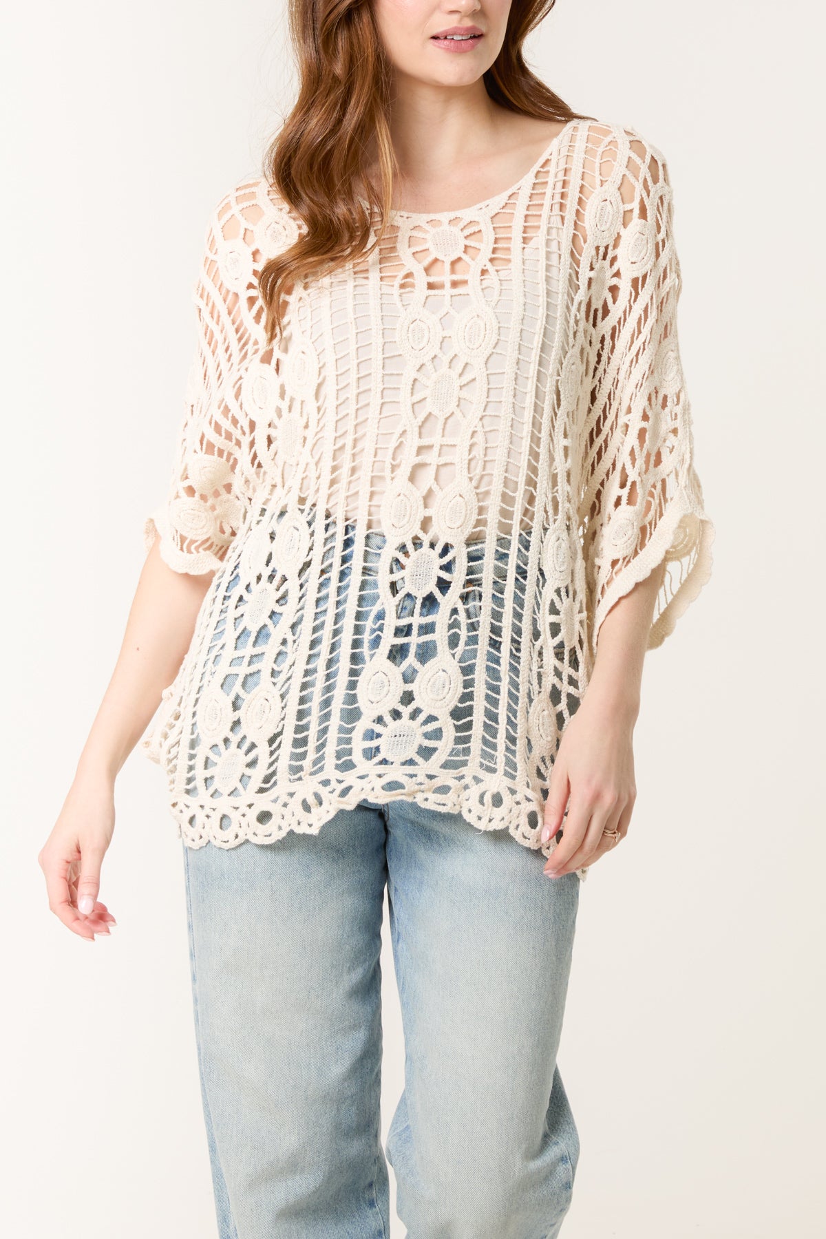 Vertical Design Crochet Batwing Top