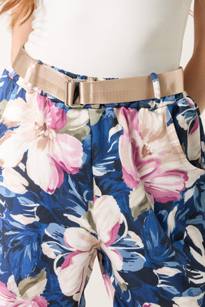 Peony Print Soft Touch Belted Trousers