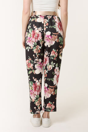 Floral Print Soft Touch Belted Trousers