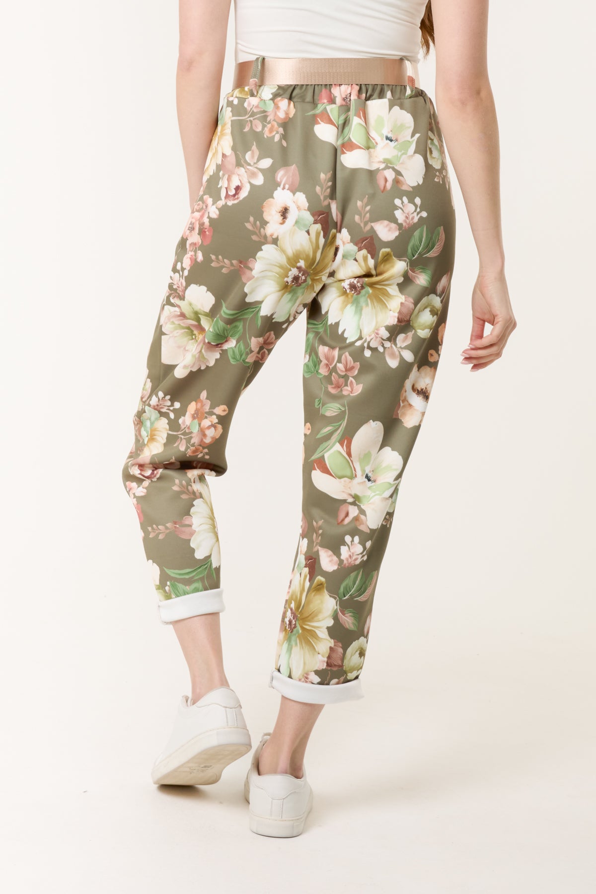 Floral Print Soft Touch Belted Trousers