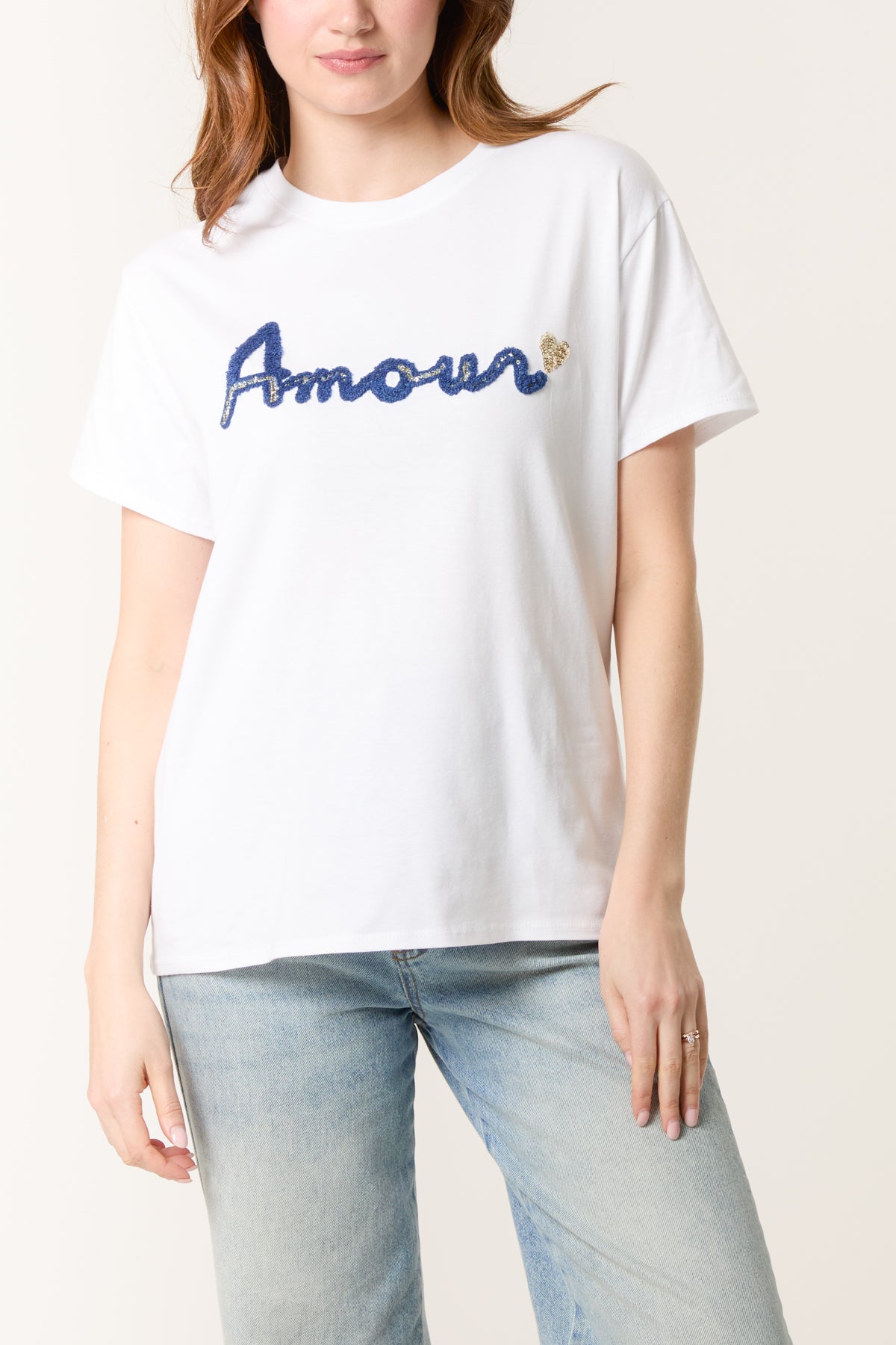 Flocking "AMOUR" Short Sleeve T-Shirt