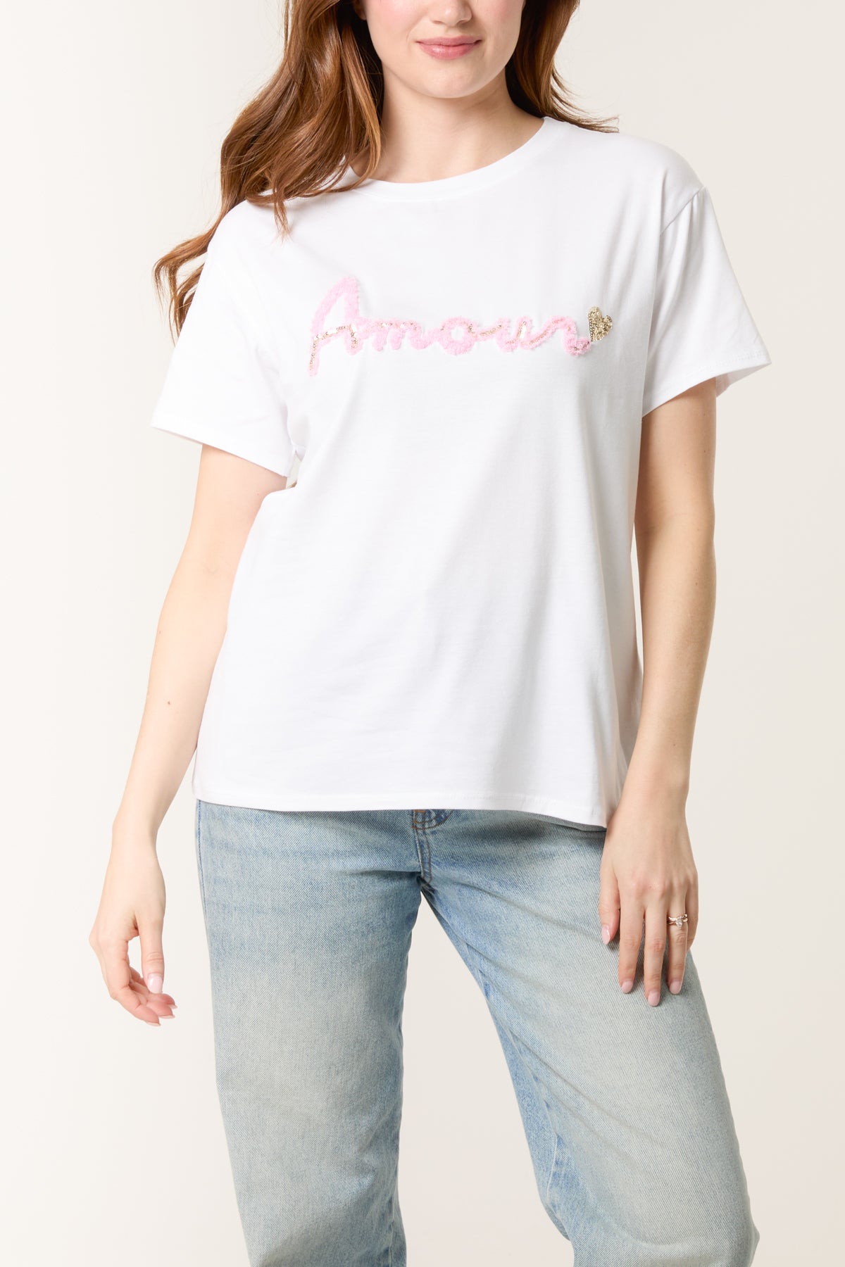 Flocking "AMOUR" Short Sleeve T-Shirt