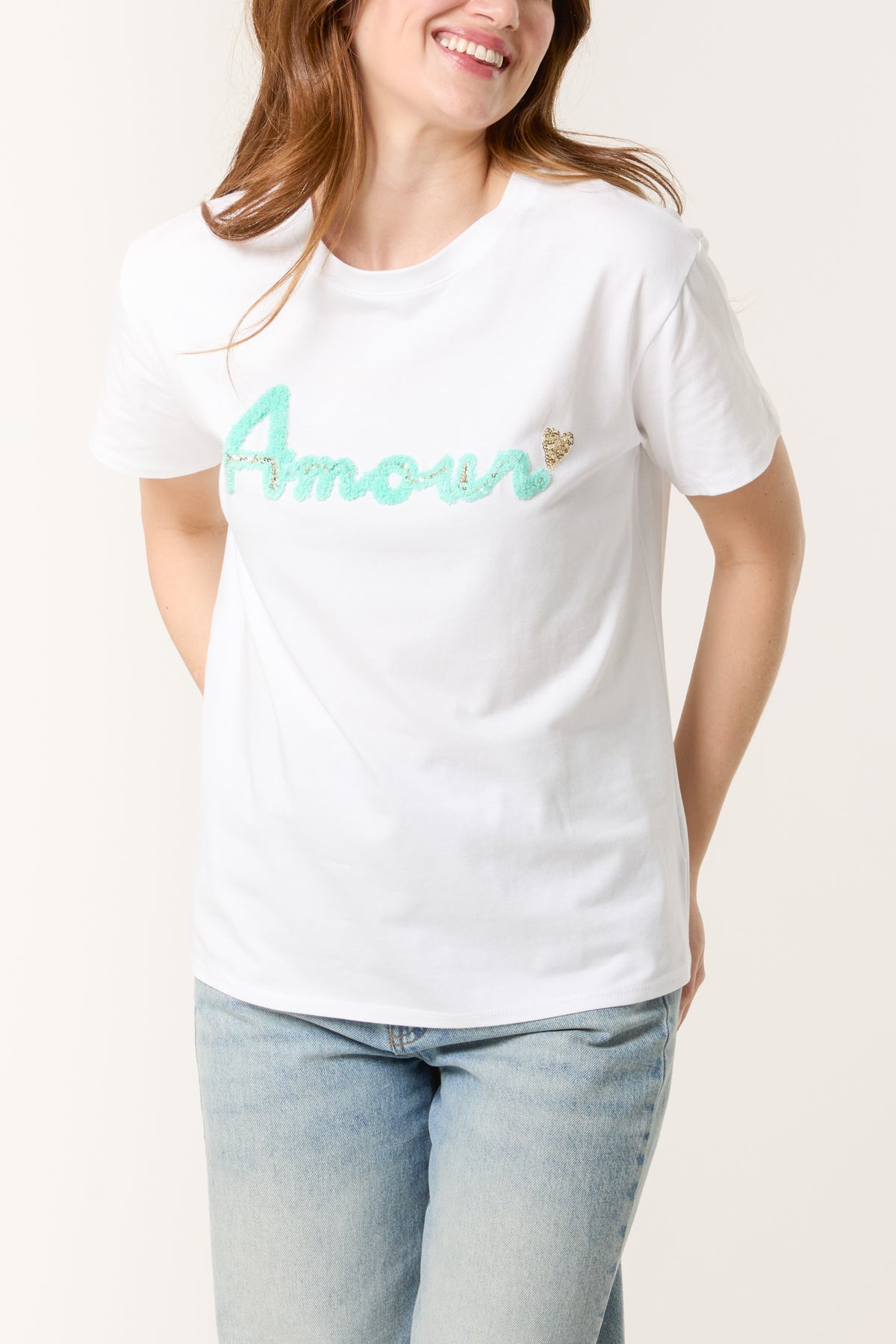 Flocking "AMOUR" Short Sleeve T-Shirt