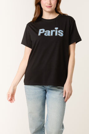 Denim "Paris" Short Sleeve T-Shirt