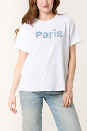 Denim "Paris" Short Sleeve T-Shirt