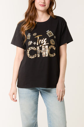 Foil "Tres Chic" Short Sleeve T-Shirt