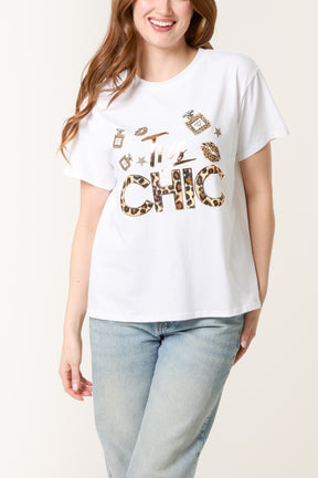 Foil "Tres Chic" Short Sleeve T-Shirt