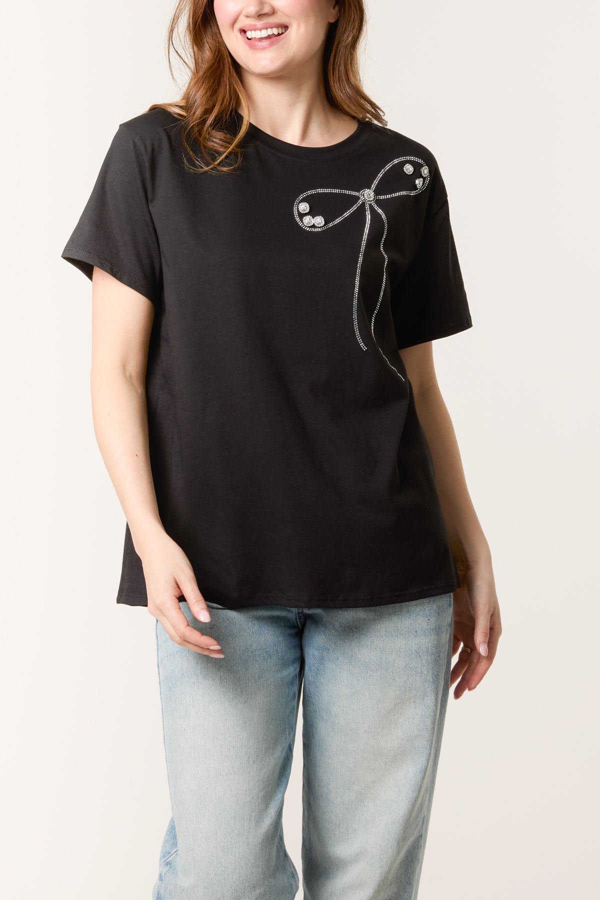 Diamante Bow Short Sleeve T-Shirt