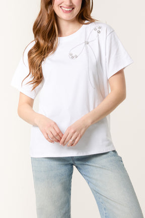 Diamante Bow Short Sleeve T-Shirt