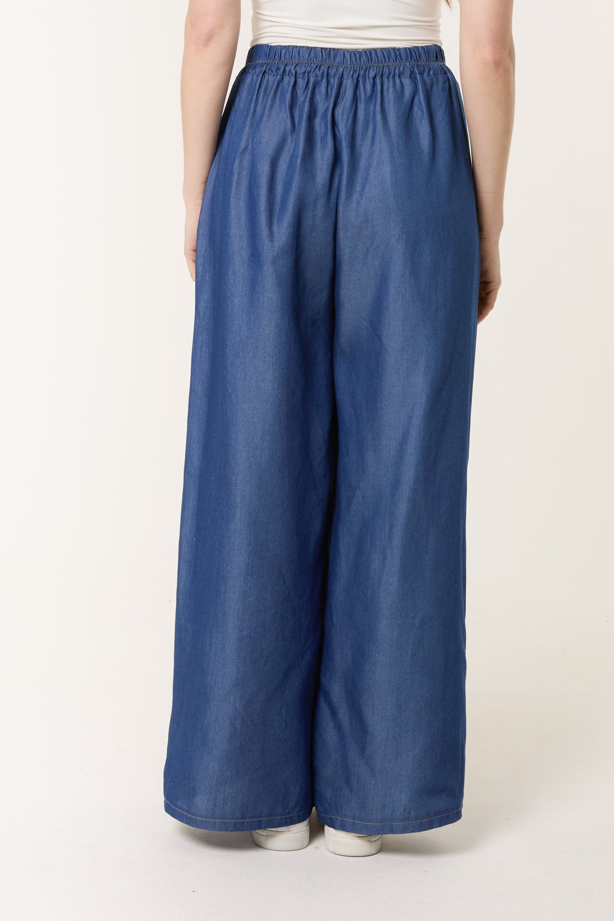 Elastic Waist Tencel Culotte Trousers