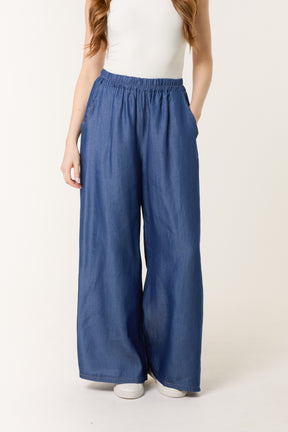 Elastic Waist Tencel Culotte Trousers