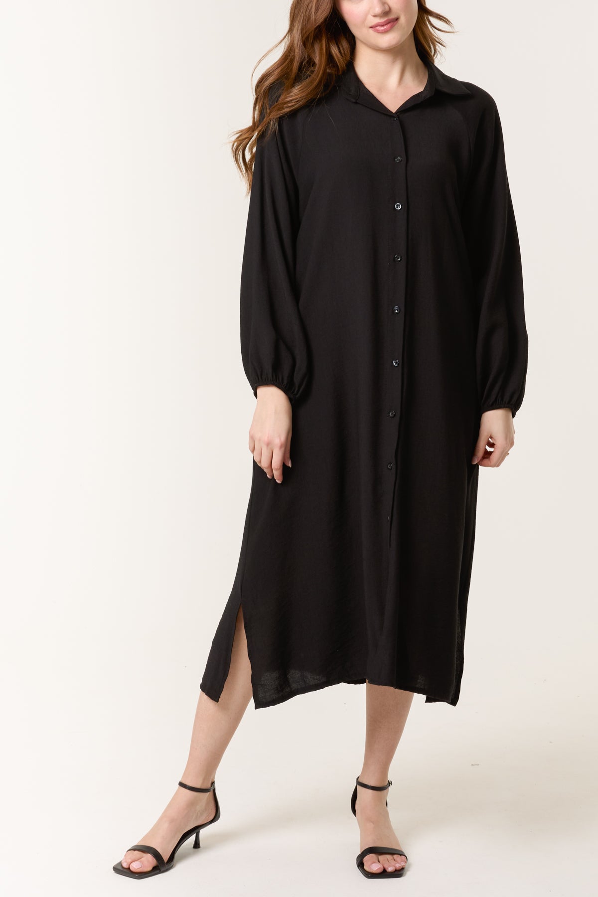 Long Sleeve Midi Shirt Dress