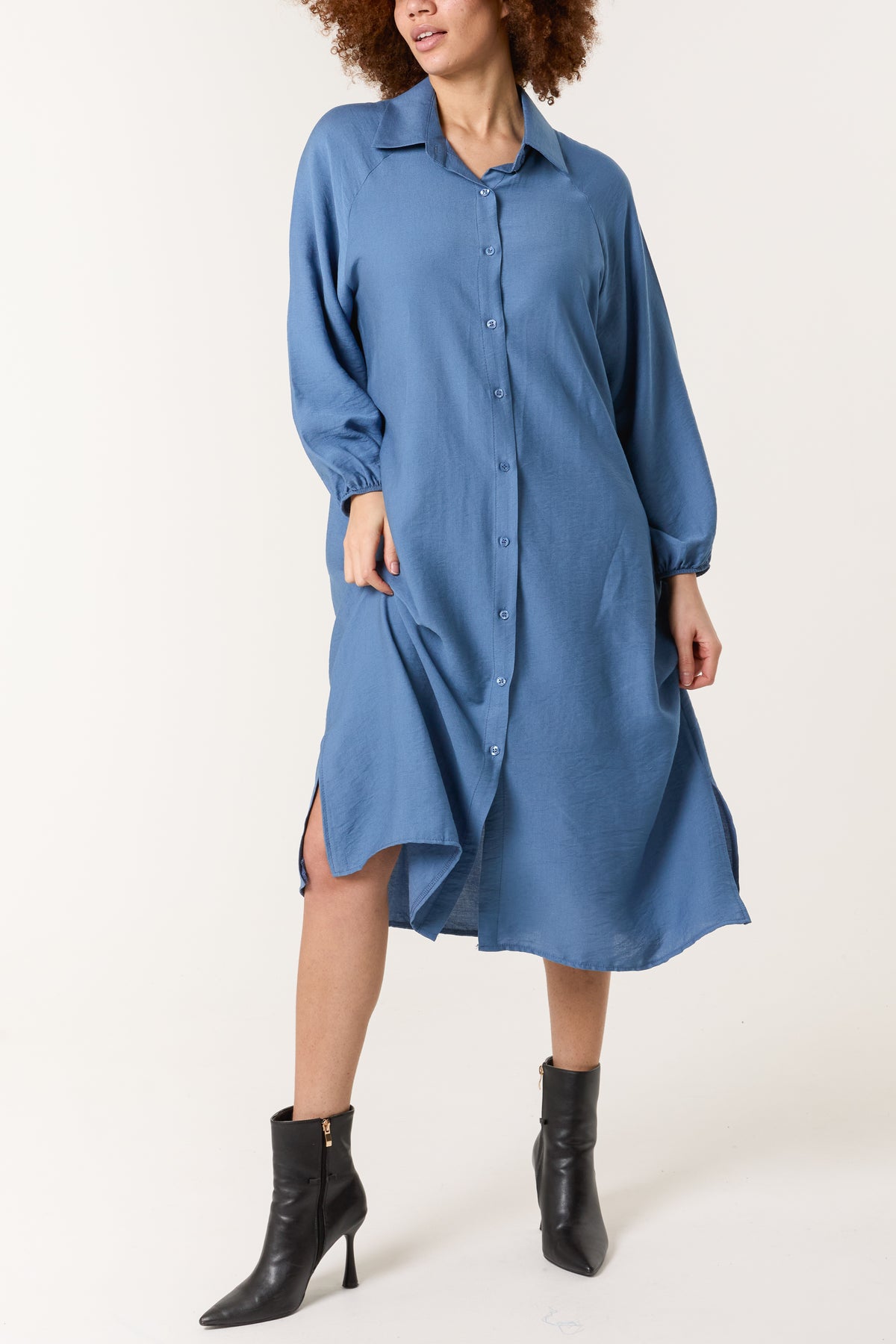 Long Sleeve Midi Shirt Dress