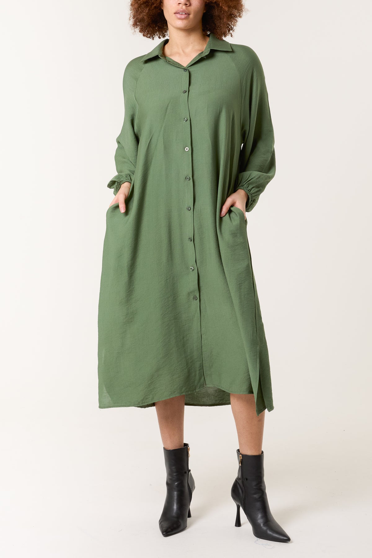 Long Sleeve Midi Shirt Dress