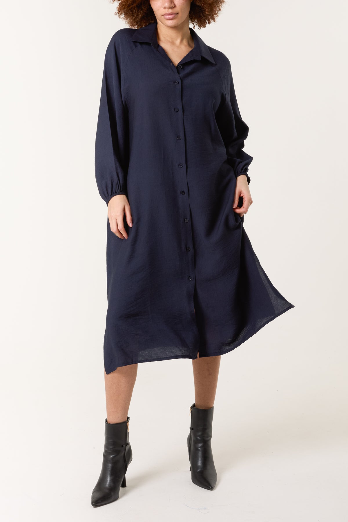 Long Sleeve Midi Shirt Dress