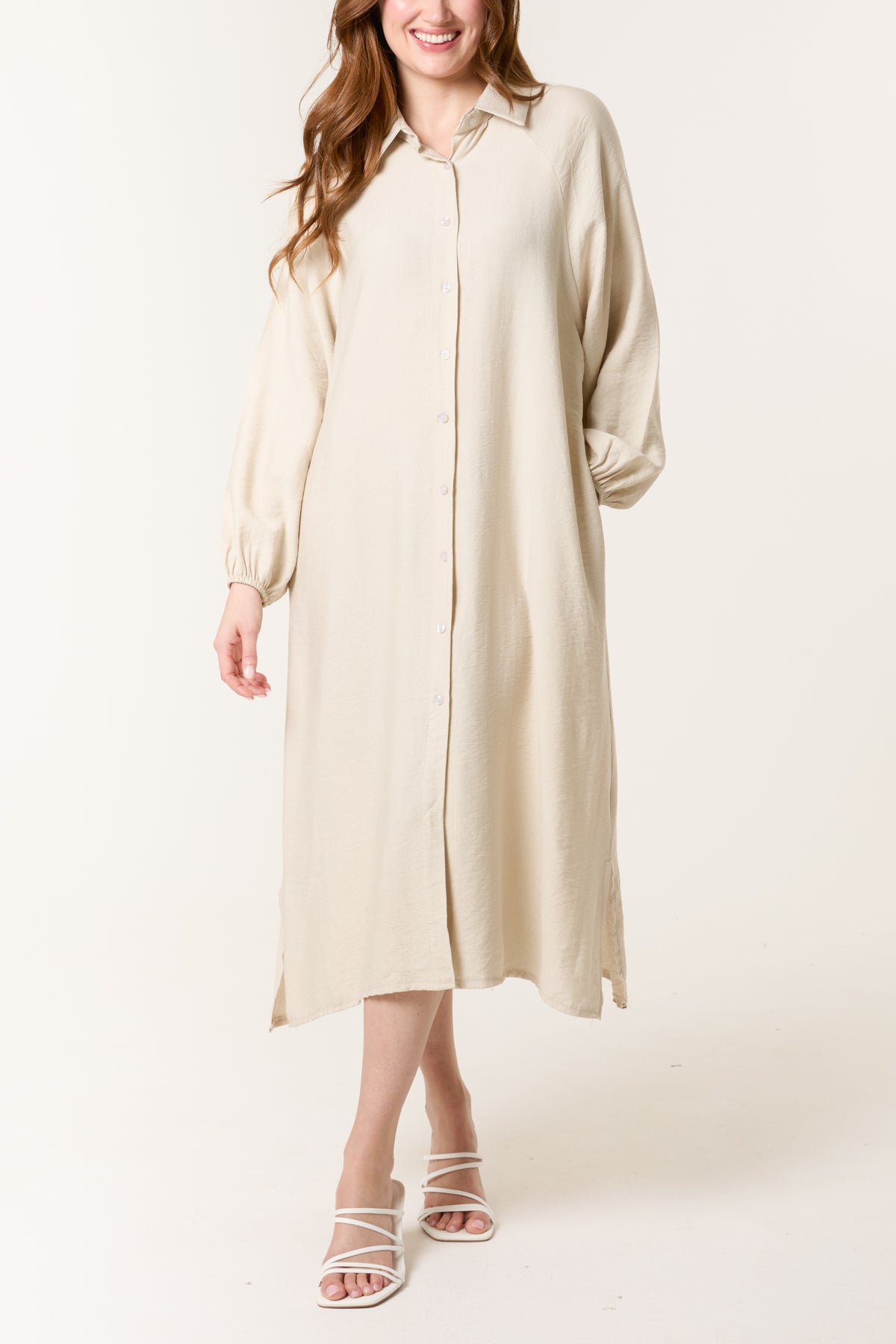 Long Sleeve Midi Shirt Dress