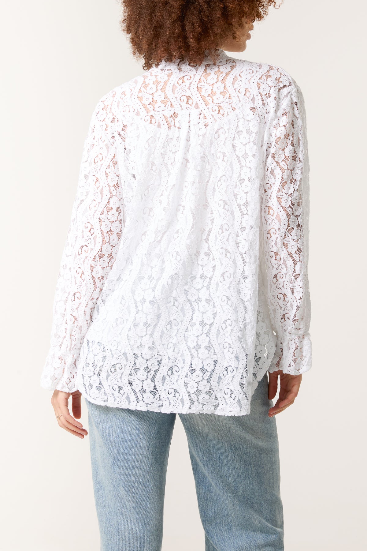 Long Sleeve Floral Lace Lined Blouse