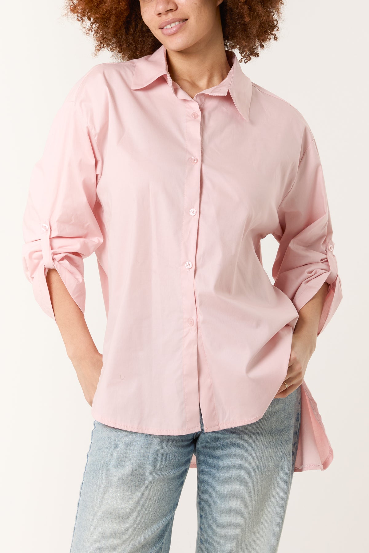 Collar High Low Poplin Shirt