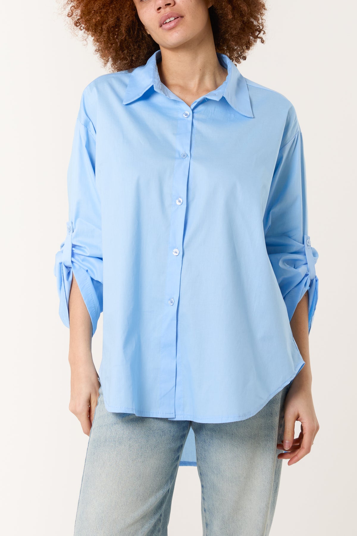 Collar High Low Poplin Shirt