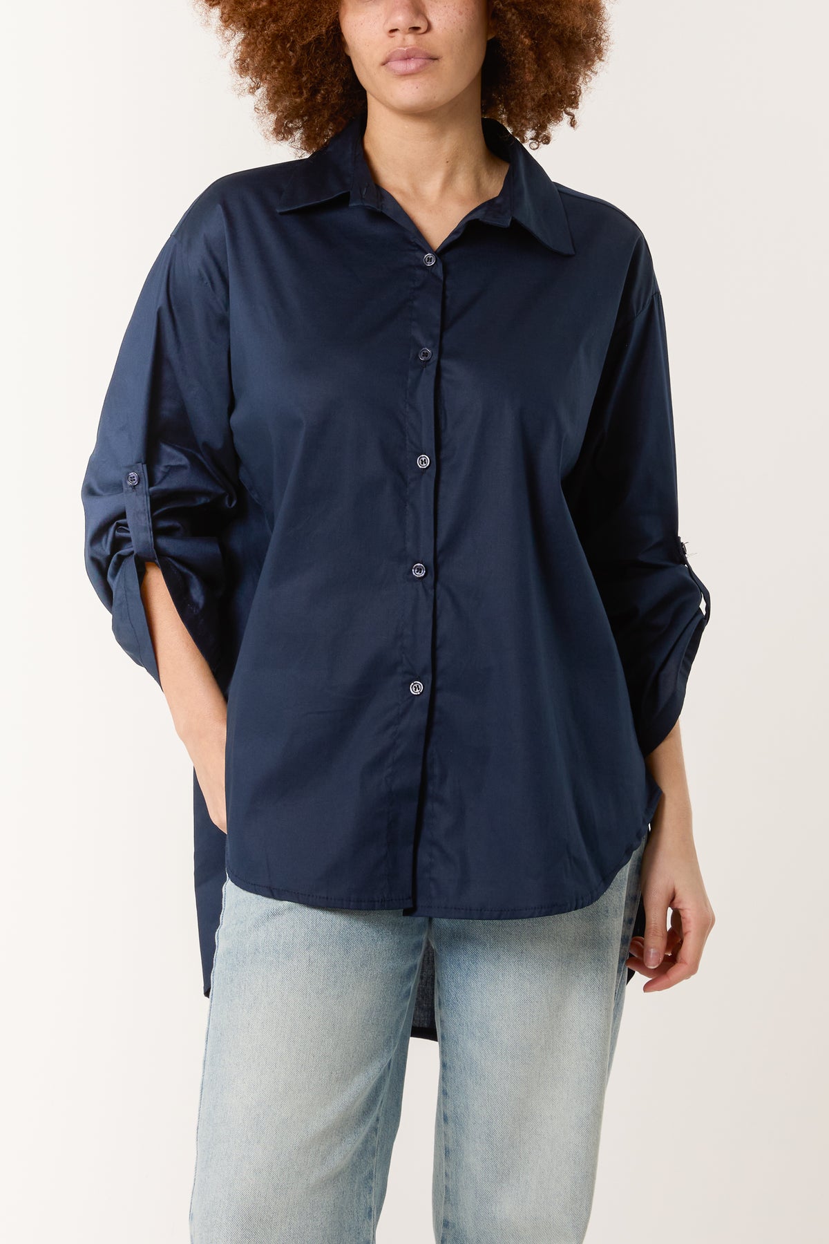 Collar High Low Poplin Shirt