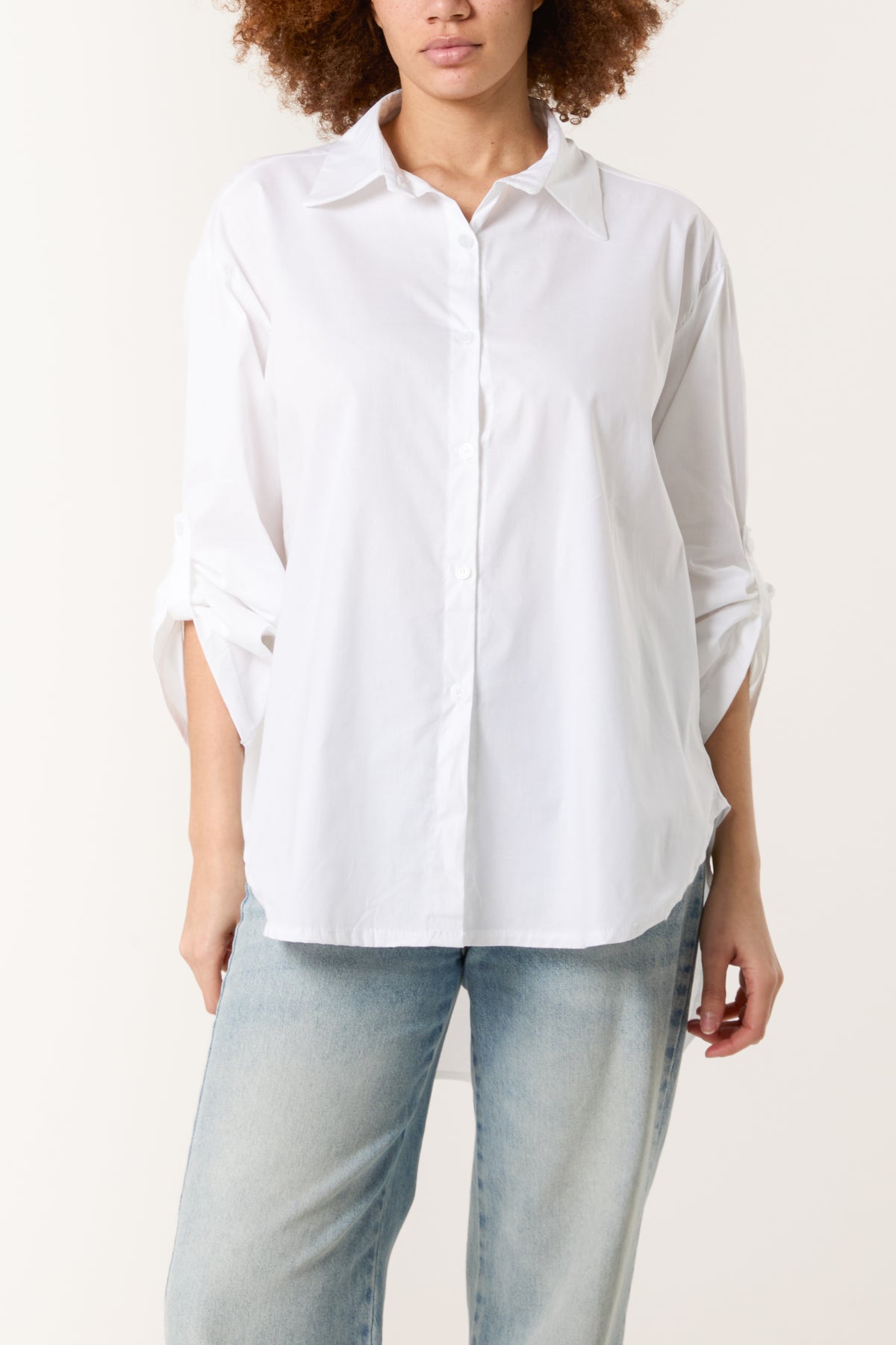 Collar High Low Poplin Shirt