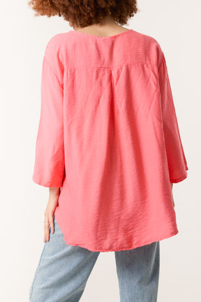 Gold Button 3/4 Sleeve Top