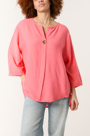 Gold Button 3/4 Sleeve Top