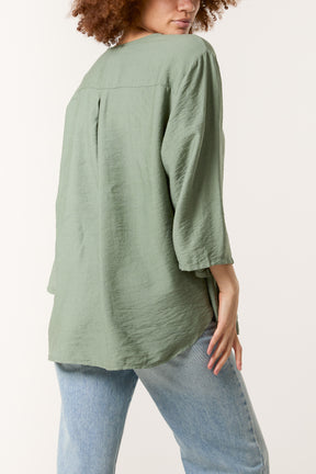 Gold Button 3/4 Sleeve Top