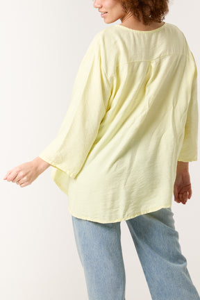 Gold Button 3/4 Sleeve Top