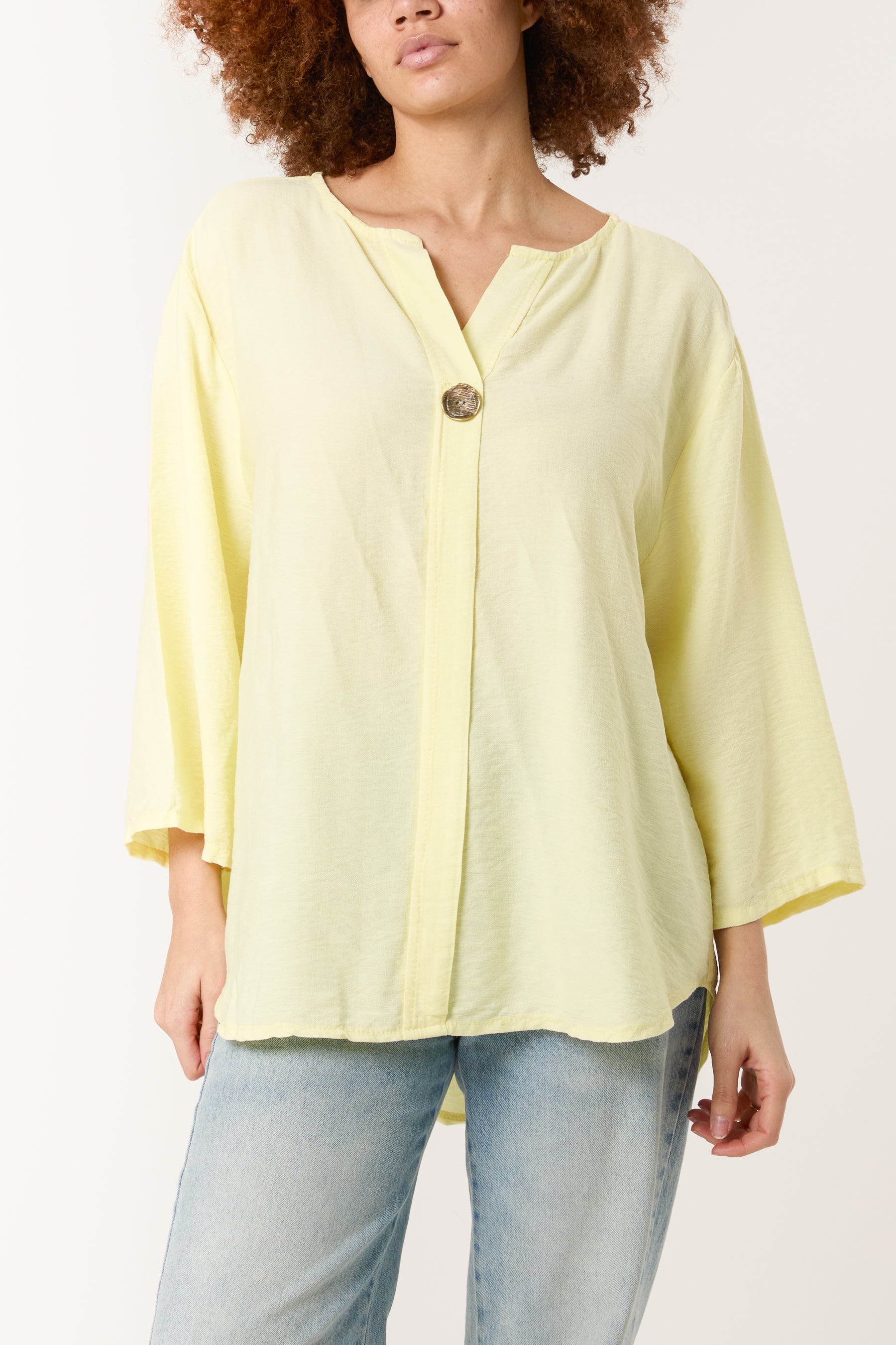 Gold Button 3/4 Sleeve Top