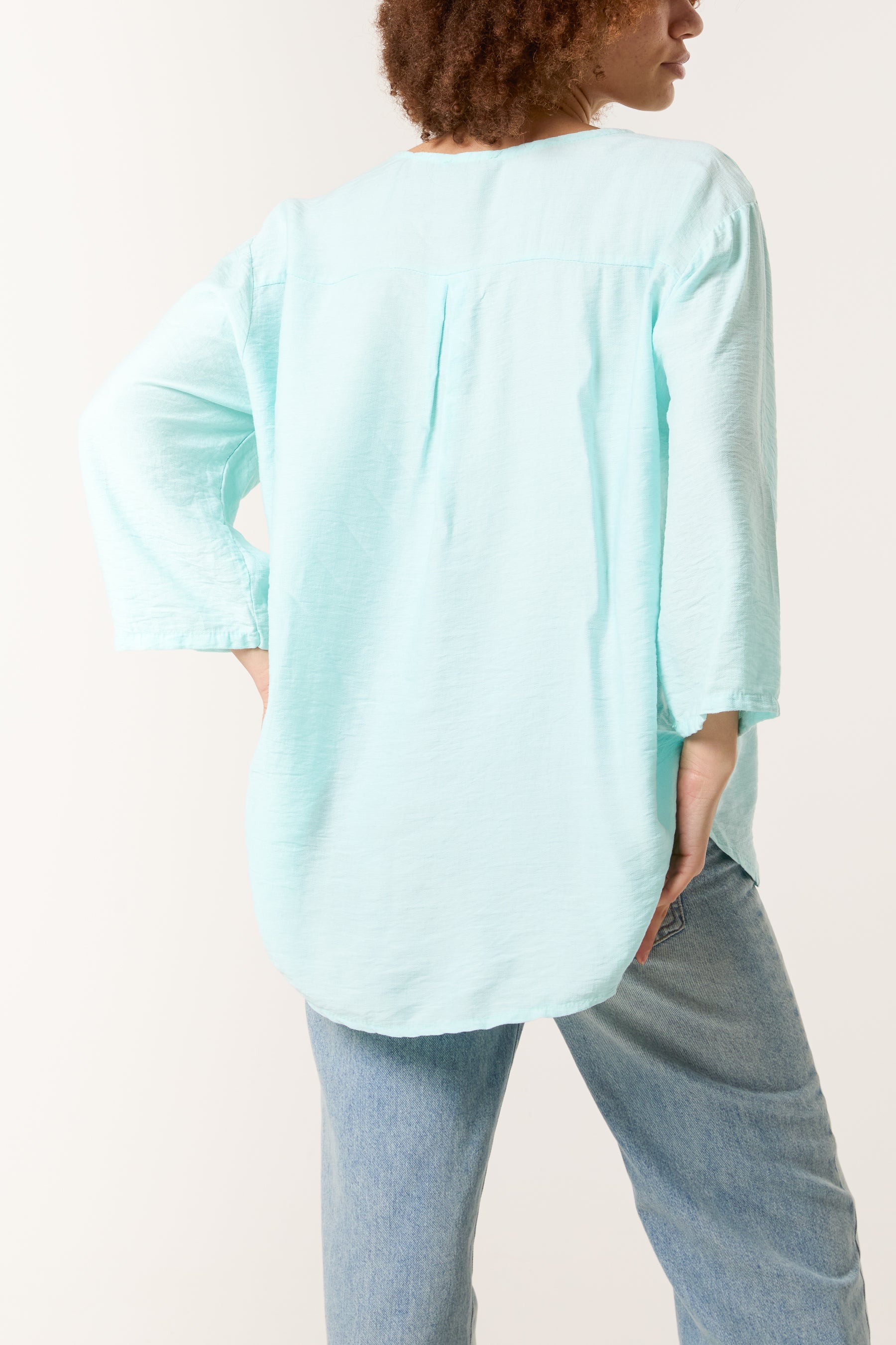 Gold Button 3/4 Sleeve Top