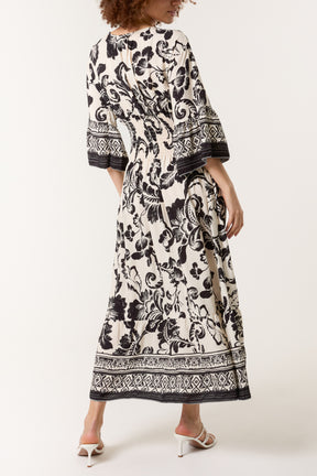 Floral Shirred Bodice Maxi Dress