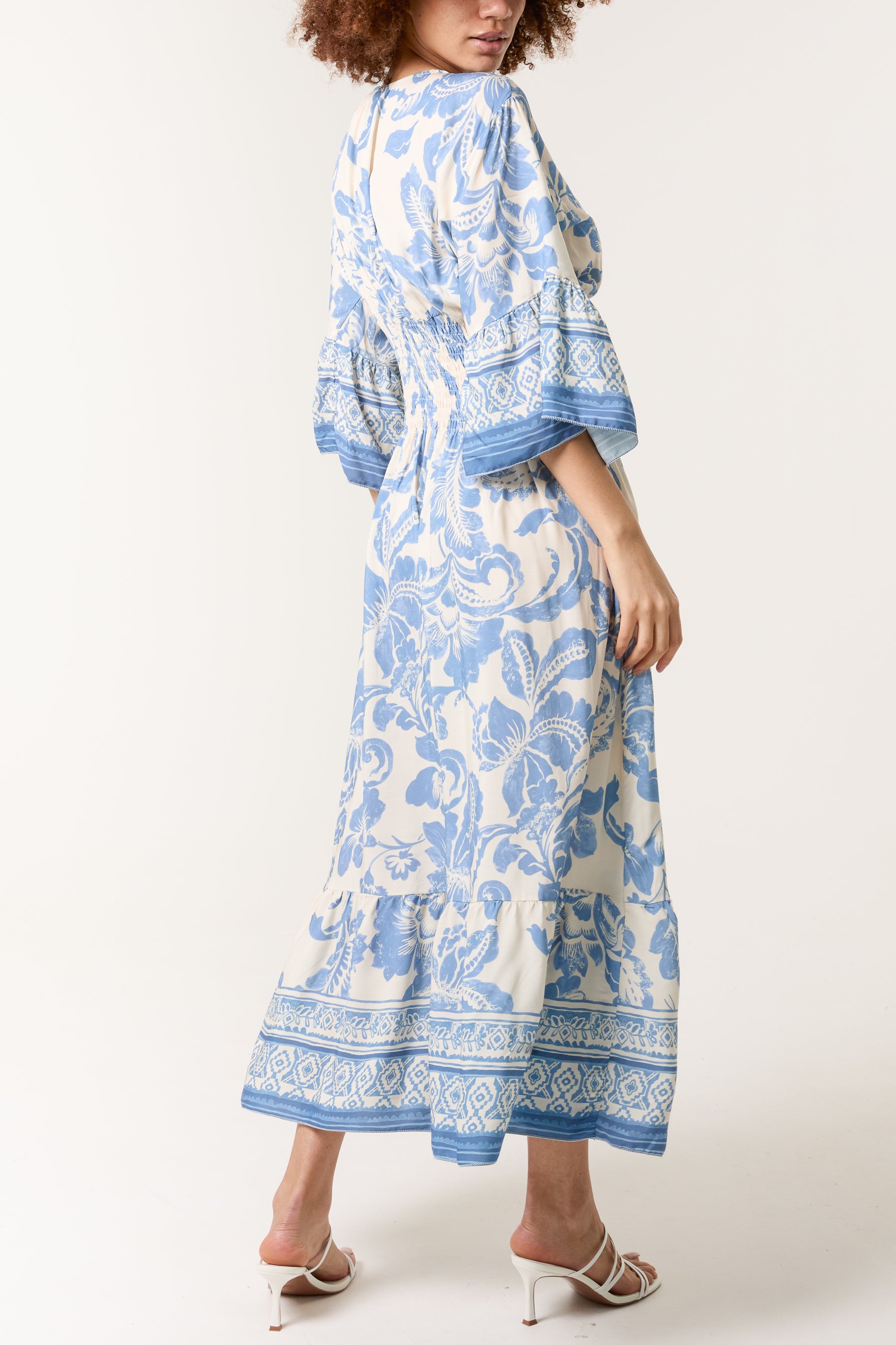 Floral Shirred Bodice Maxi Dress