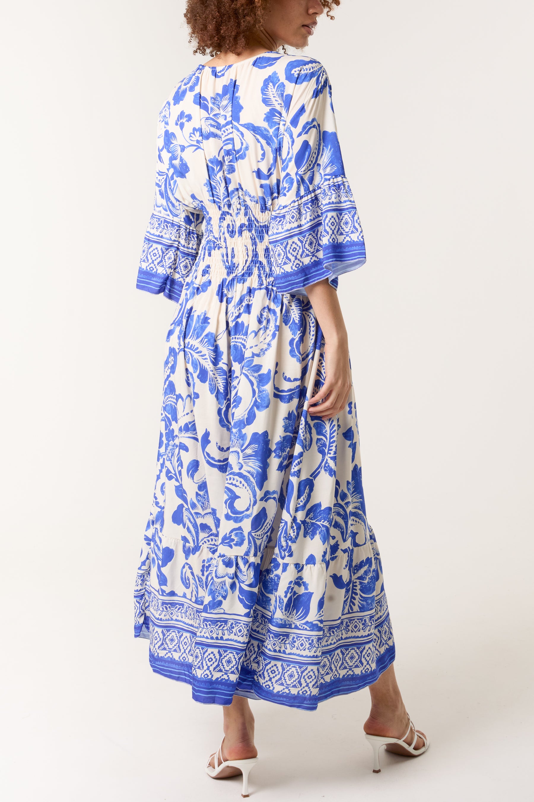 Floral Shirred Bodice Maxi Dress