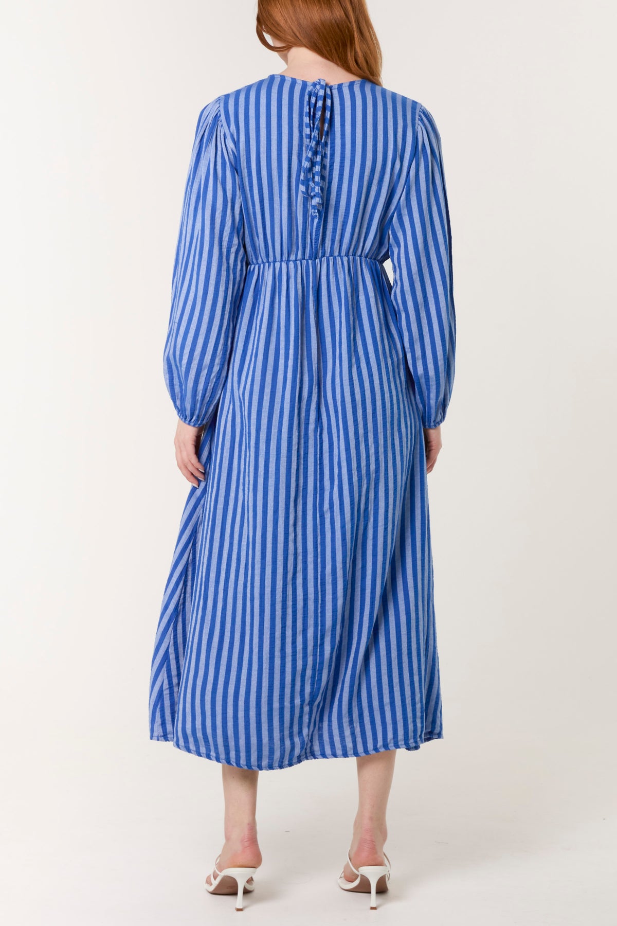 V-Neck Vertical Stripes Maxi Dress