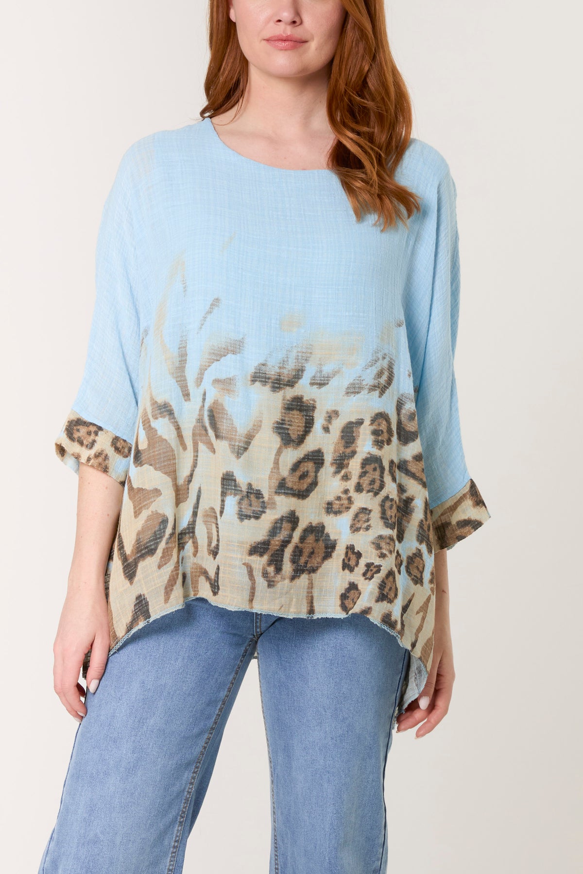 Animal Detail Short Sleeve Cotton Top