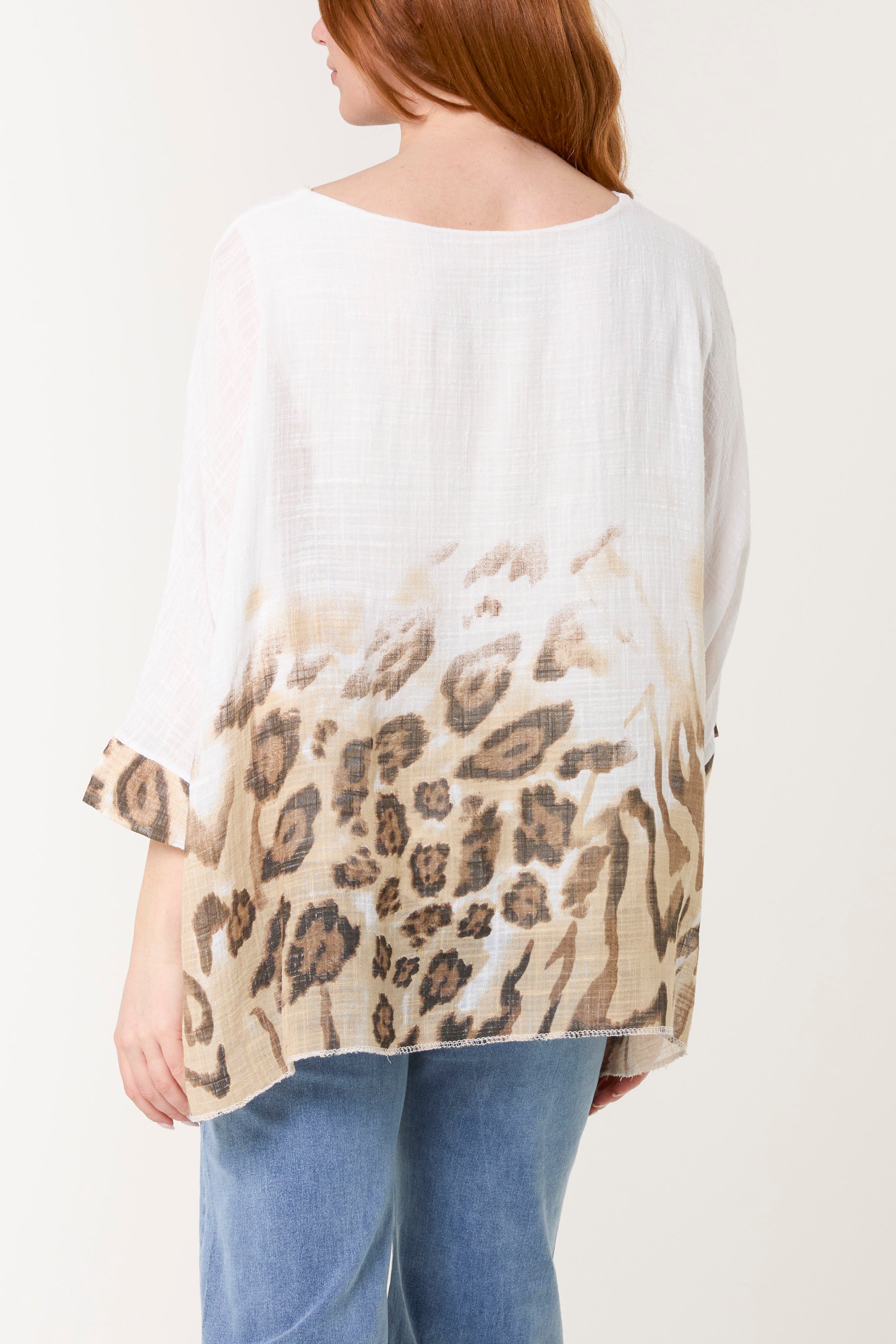 Animal Detail Short Sleeve Cotton Top