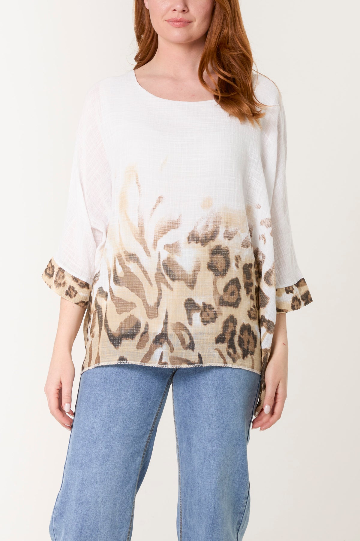 Animal Detail Short Sleeve Cotton Top