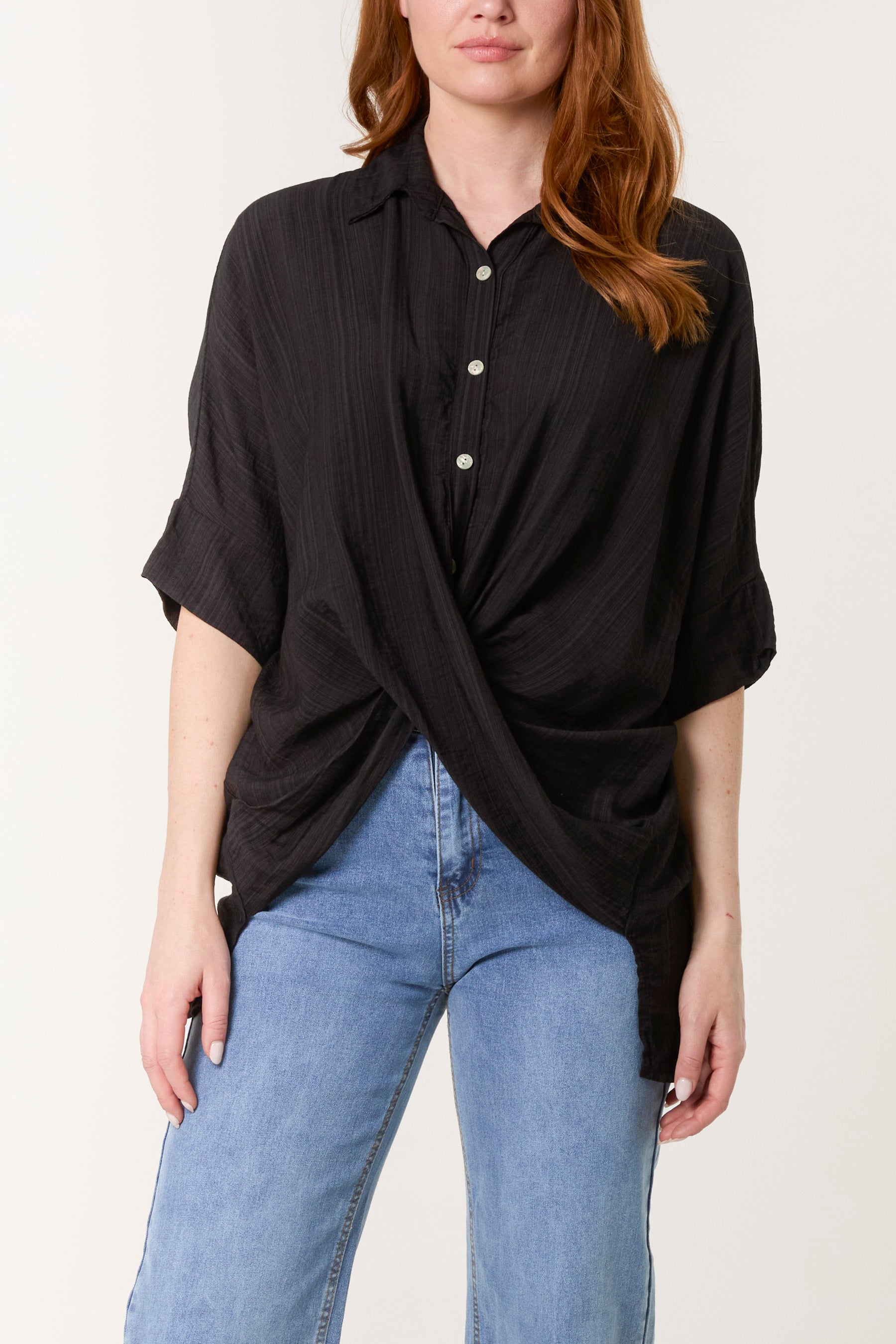 Twisted Front Shell Button Shirt