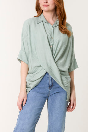 Twisted Front Shell Button Shirt